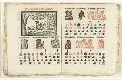 Pages avec la prédiction pour le mois de mars, 1712 - Anonymous