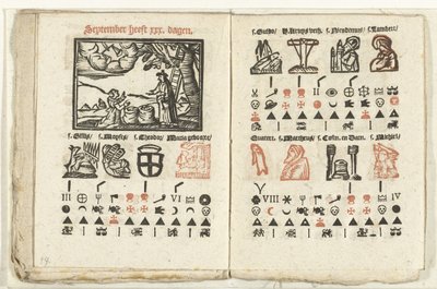 Pages avec la prédiction pour le mois de septembre, 1712 - Anonymous