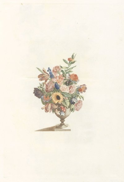 Vase de fleurs avec tournesol et tulipes - Anonymous