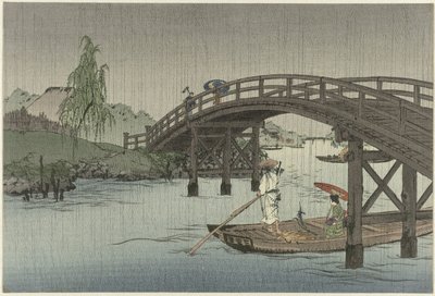 Bateau sous un pont en bois - Anonymous