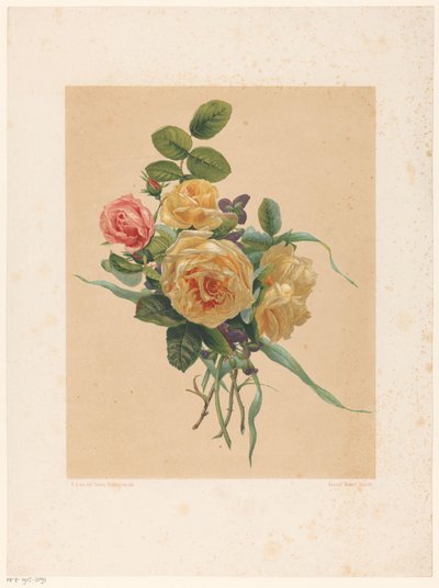 Bouquet de roses et de violettes - Anonymous
