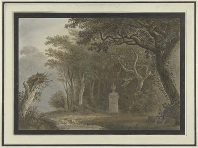 Paysage forestier avec monument pour Salomon Gessner - Anonymous