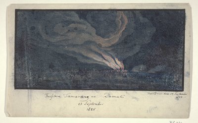 Incendie dans un paysage à Java central, 1825 - Anonymous