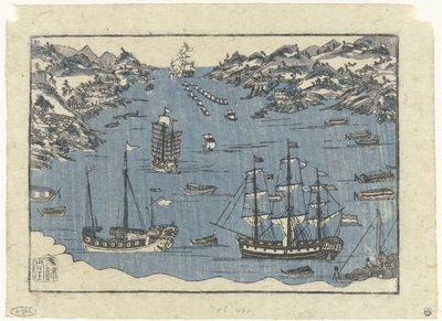 Navires étrangers dans le port de Nagasaki - Anonymous