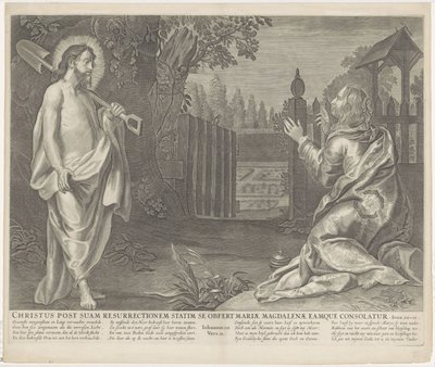 Le Christ apparaît comme jardinier à Marie Madeleine (Noli me tangere) (Royaalbijbel) - Anonymous