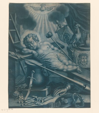 Enfant Jésus dormant entre les instruments de la Passion - Anonymous