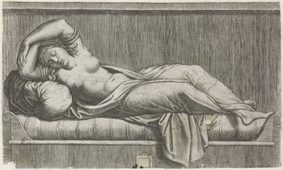 Cléopâtre à moitié nue allongée sur un lit - Anonymous