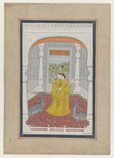 Dame avec deux cerfs - Anonymous