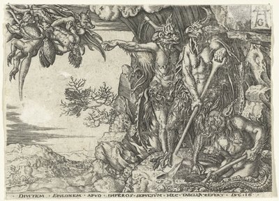 Le riche homme conduit en enfer par des démons (Parabole de Lazare et du riche) - Anonymous