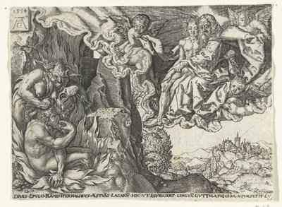 Le riche en enfer voit Abraham avec Lazare - Anonymous