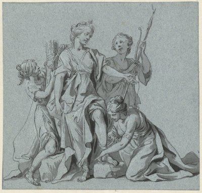 Diane équipée pour la chasse par ses nymphes - Anonymous