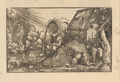Diogène dans son tonneau et deux jeunes hommes couronnés - Anonymous