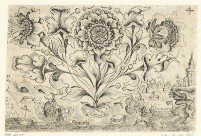 Trois fleurs et quatre feuilles - Anonymous