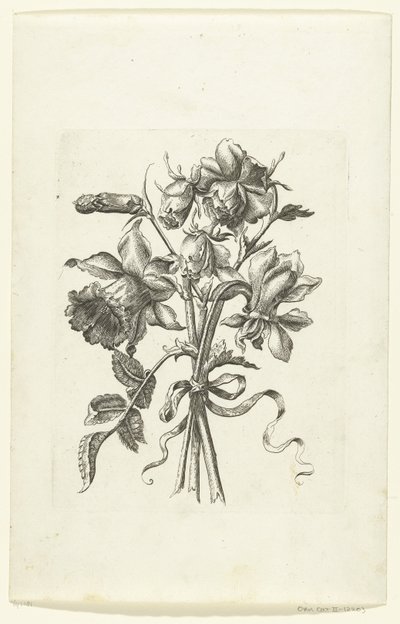 Trois fleurs, dont une jonquille et un œillet - Anonymous