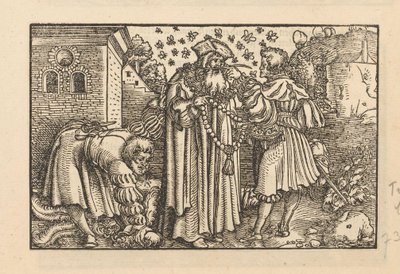 Trois hommes avec des abeilles et des plumes - Anonymous