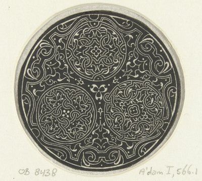 Trois médaillons avec des mauresques (Mauresques blanches sur fond noir) - Anonymous