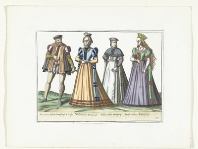 Un homme et trois femmes vêtus à la mode allemande à Dantzig, vers 1580 - Anonymous