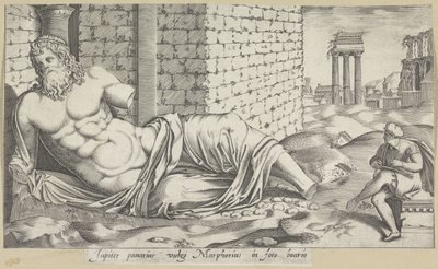 Un dessinateur près de la statue du Tibre (Marforio) - Anonymous