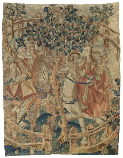 Un homme sauvage et une femme sauvage dans un jardin clos (fragment) - Anonymous