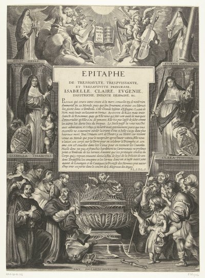Épitaphe pour Isabelle Claire Eugénie, 1633 Epitaphe de très-haute, très-puissante, et très-auguste princesse, Isabelle, Claire, Eugénie, d