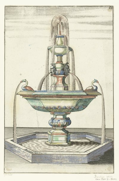 Fontaine composée de trois bassins (Architectura Curiosa Nova) - Anonymous