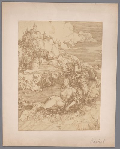 Reproduction photographique de la gravure Enlèvement par le monstre marin par Albrecht Dürer - Anonymous