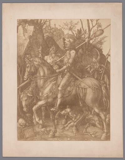 Reproduction photographique de la gravure Chevalier, la Mort et le Diable par Albrecht Dürer - Anonymous