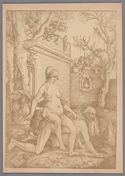 Reproduction photographique de la gravure Aristote et Phyllis par Hans Baldung Grien - Anonymous