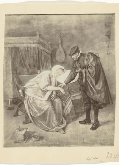 Reproduction photographique du tableau La malade de Jan Steen - Anonymous