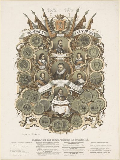 Plaque commémorative et festive avec portraits de Guillaume Ier, prince d