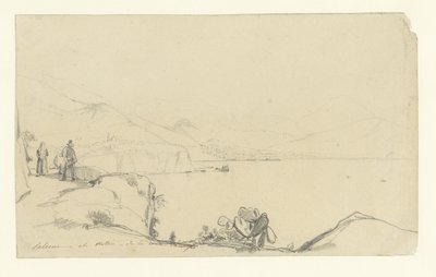 Vue de Salerne et Vietri, au premier plan un chemin le long du lac - Anonymous