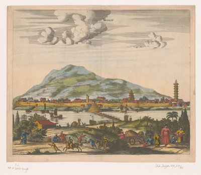 Vue de la ville chinoise de Nanjing Lankin (titre sur l