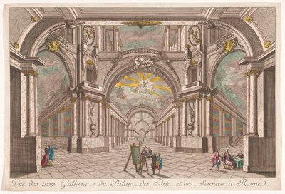Vue des trois galeries du Palais des Arts et des Sciences à Rome - Anonymous