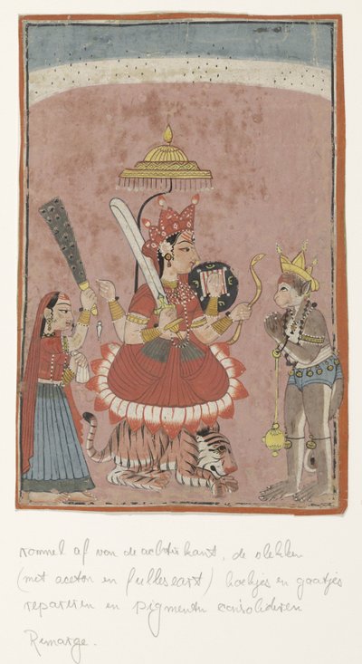 Déesse Durga et Hanuman - Anonymous