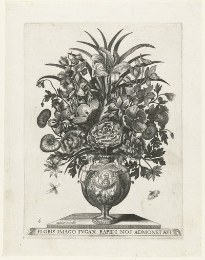 Vase grotesque avec un chérubin et des guirlandes - Anonymous