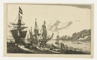 Port avec voiliers et marins sur le quai - Anonymous