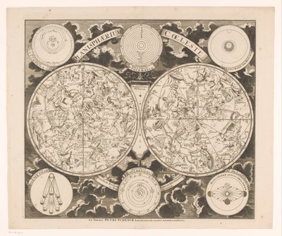 Carte céleste avec les constellations nord et sud - Anonymous