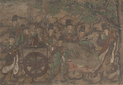 Peinture murale encadrée représentant Xiwangmu et ses servantes - Anonymous