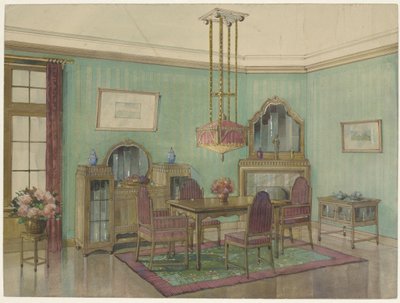 Intérieur de salle à manger avec cheminée d