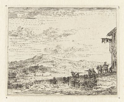 Paysage italianisant avec charrette près d