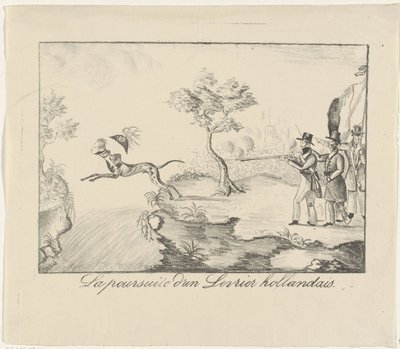 Chasse à un lévrier, 1830 - Anonymous