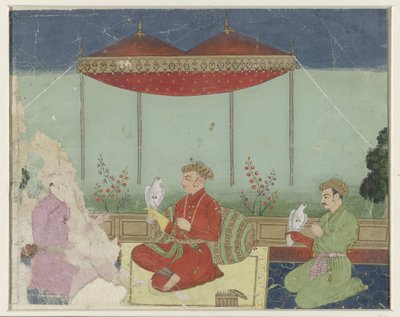 Jahangir assis sous un baldaquin sur une terrasse - Anonymous
