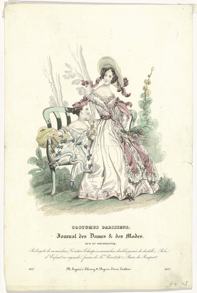 Journal des Dames et des Modes, Costumes Parisiens, 1837, (3489): Redingote de mousseline - Anonymous