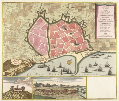 Carte de Barcelone, vers 1706 - Anonymous