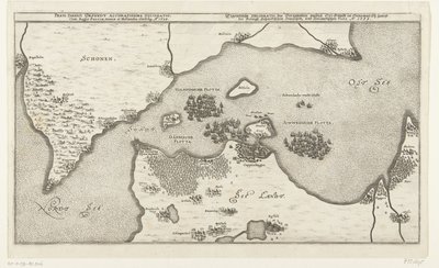 Carte de la bataille navale entre les flottes suédoise et danoise dans le Belt, 1644 - Anonymous