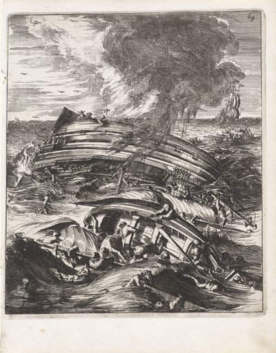 Navires de guerre chavirant - Anonymous
