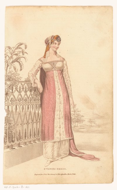 La Belle Assemblée, 1er mars 1813, n° 42 (nouvelle série) : robe de soirée - Anonymous