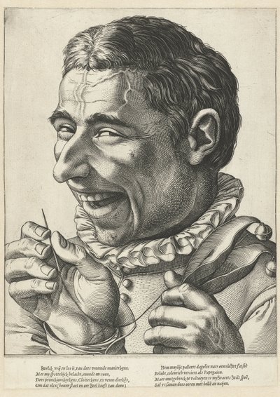 Bouffon riant avec aiguille et fil - Anonymous