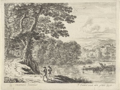Paysage avec un colporteur et des promeneurs - Anonymous