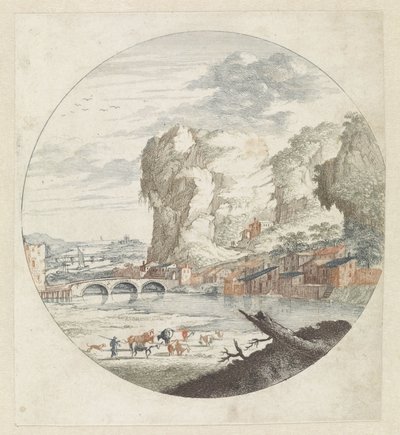 Paysage avec rivière et rochers - Anonymous